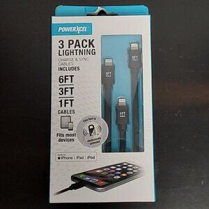Powerxcel 3 Pack Lightning Charge & Sync Cables